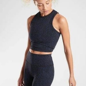 Athleta Jacquard Shanti Crop Top Tank, Dress Blue